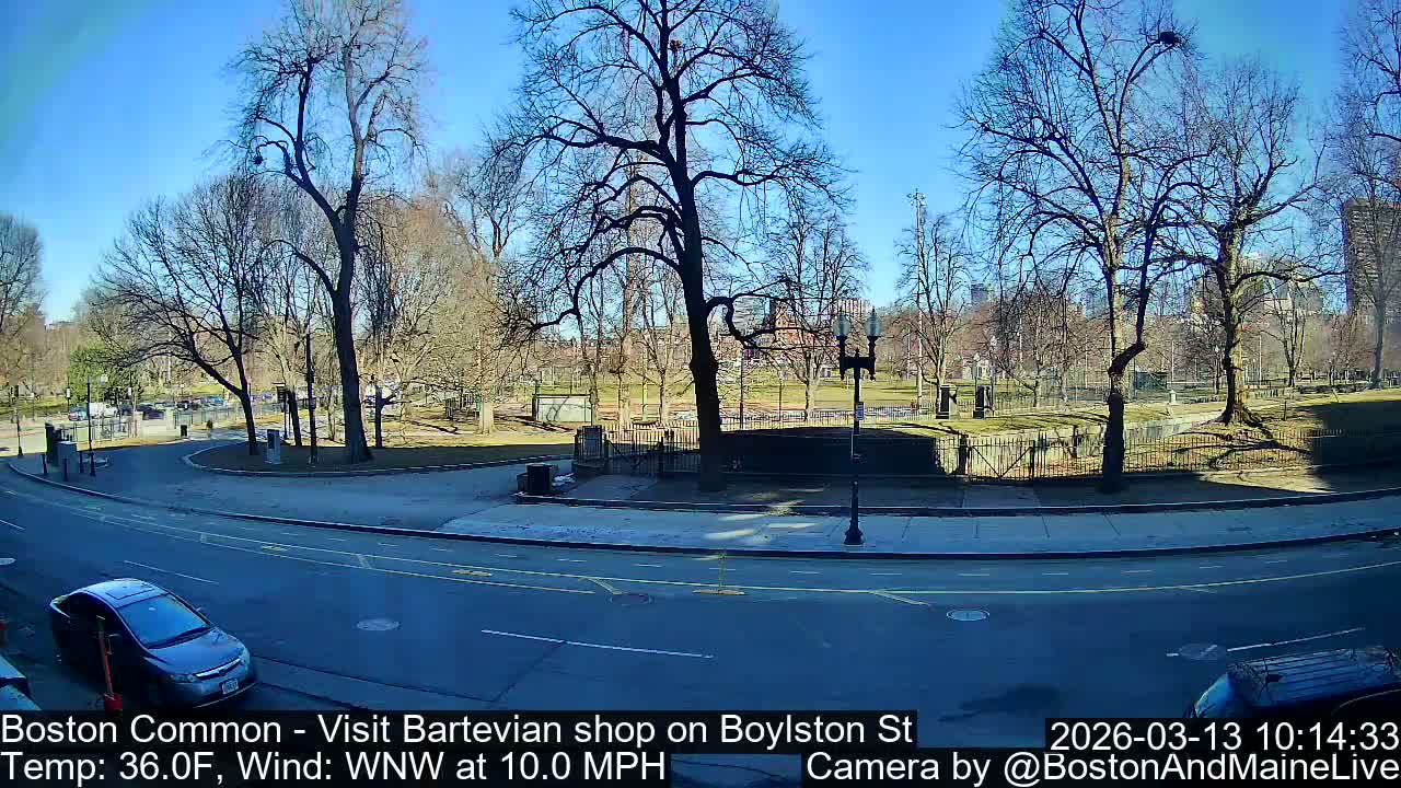 Boston Common at Boylston St.  Live Cam  - Boston , Massachusetts, USA