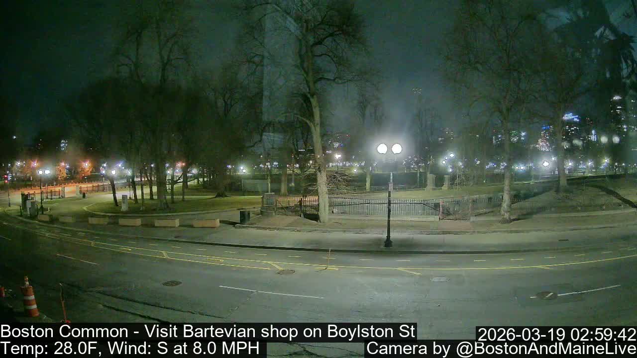 Boston Common at Boylston St.  Live Cam  - Boston , Massachusetts, USA