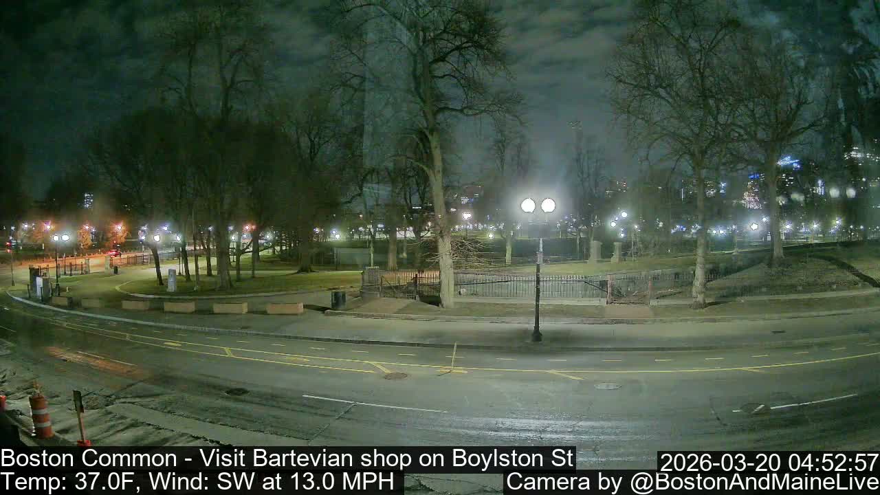 Boston Common at Boylston St.  Live Cam  - Boston , Massachusetts, USA