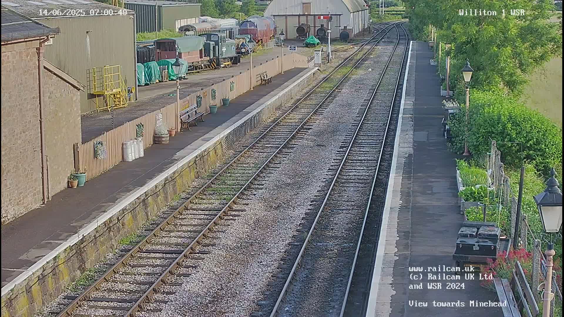 West Somerset Railway Williton Station North Platform View Live Cam  - Somerset, South West, England, United Kingdom