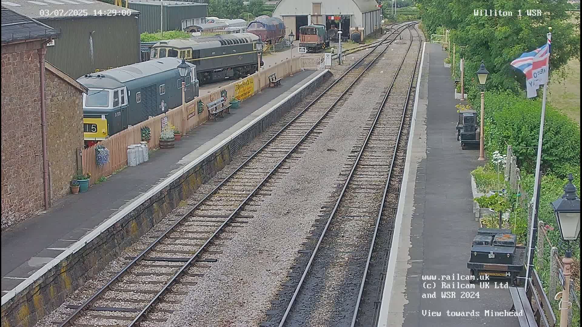 West Somerset Railway Williton Station North Platform View Live Cam  - Somerset, South West, England, United Kingdom