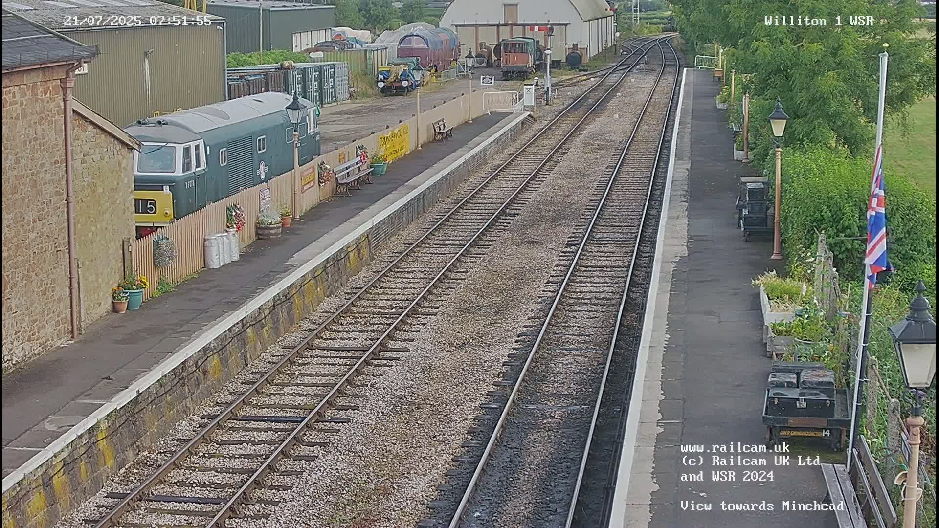 West Somerset Railway Williton Station North Platform View Live Cam  - Somerset, South West, England, United Kingdom