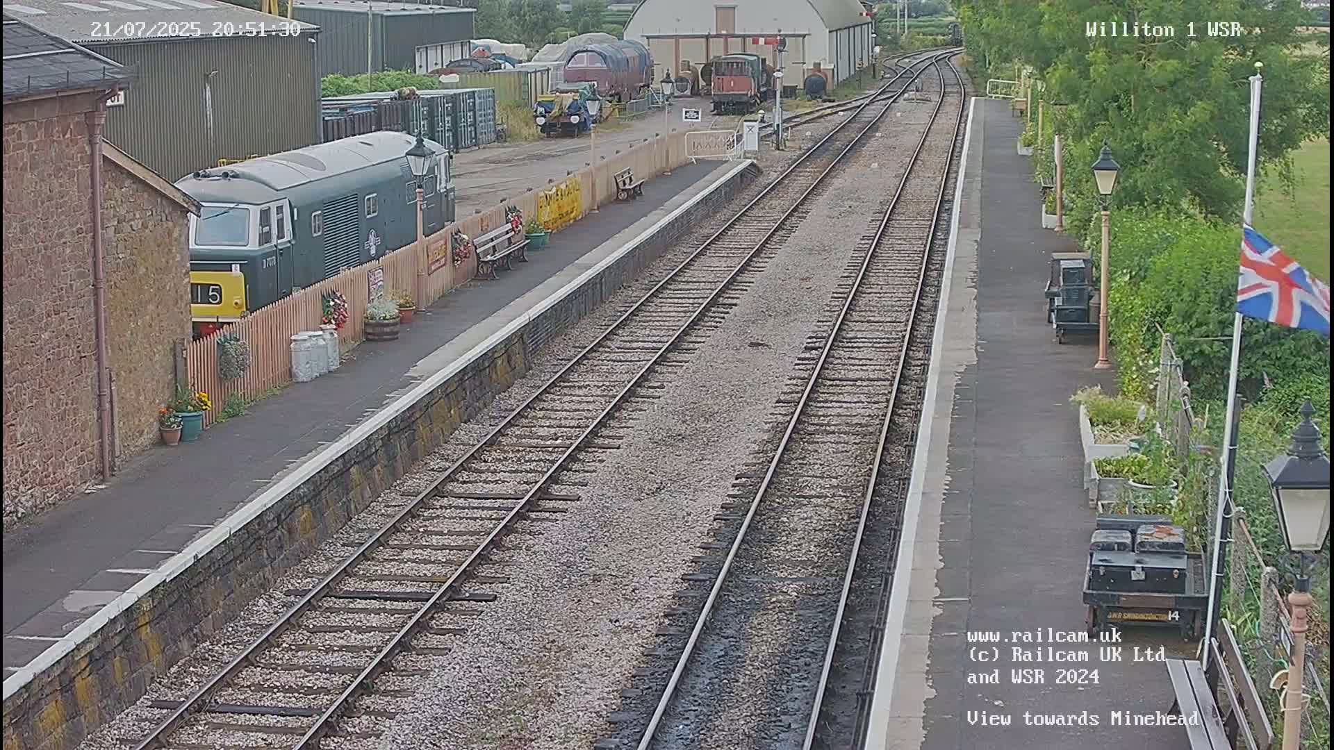 West Somerset Railway Williton Station North Platform View Live Cam  - Somerset, South West, England, United Kingdom