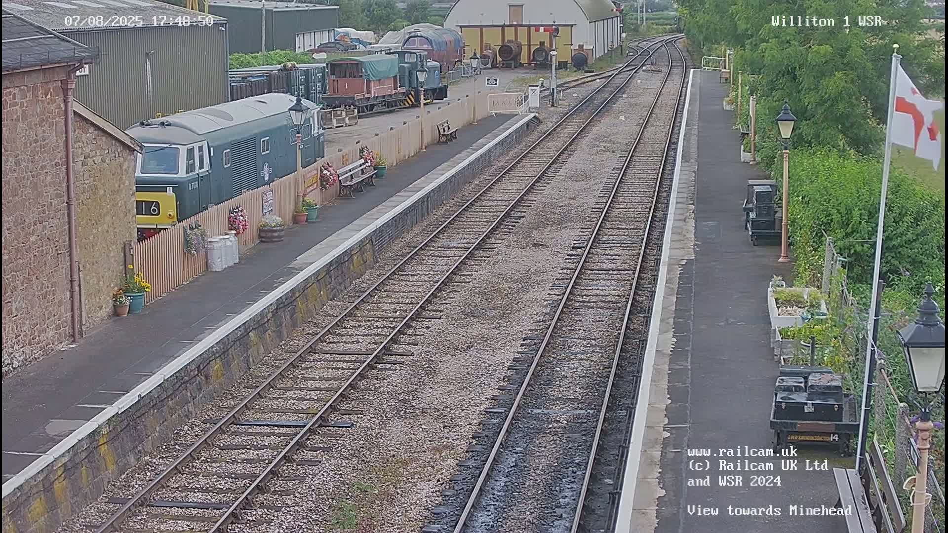 West Somerset Railway Williton Station North Platform View Live Cam  - Somerset, South West, England, United Kingdom