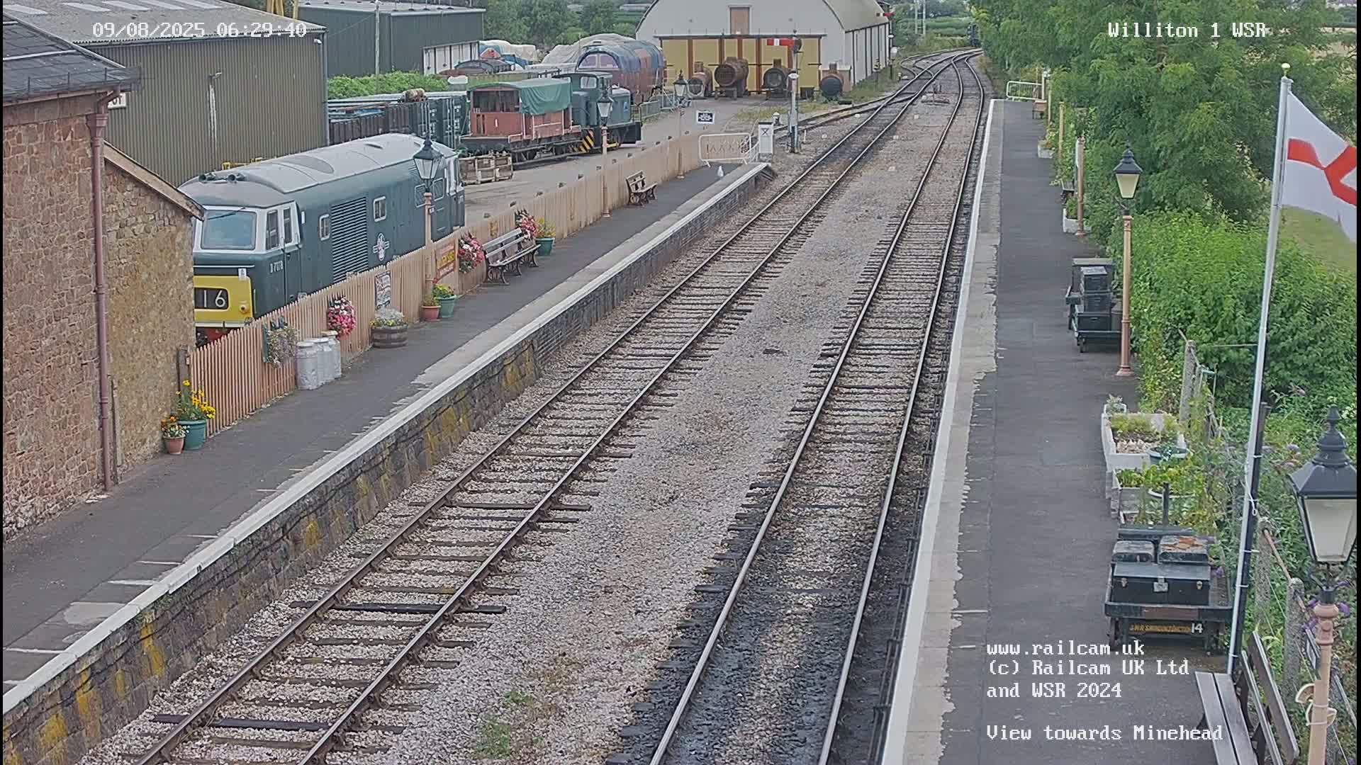 West Somerset Railway Williton Station North Platform View Live Cam  - Somerset, South West, England, United Kingdom