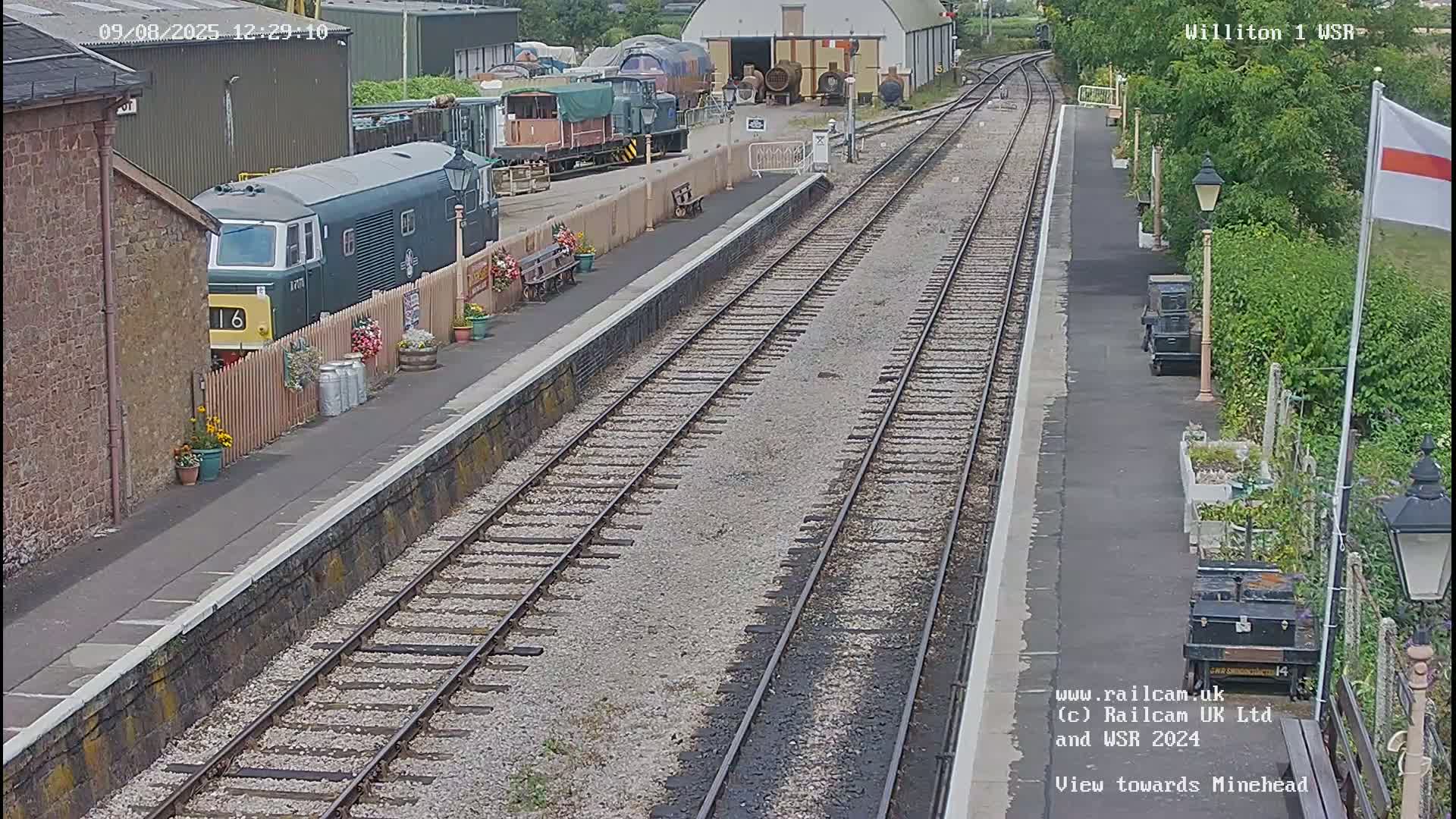 West Somerset Railway Williton Station North Platform View Live Cam  - Somerset, South West, England, United Kingdom