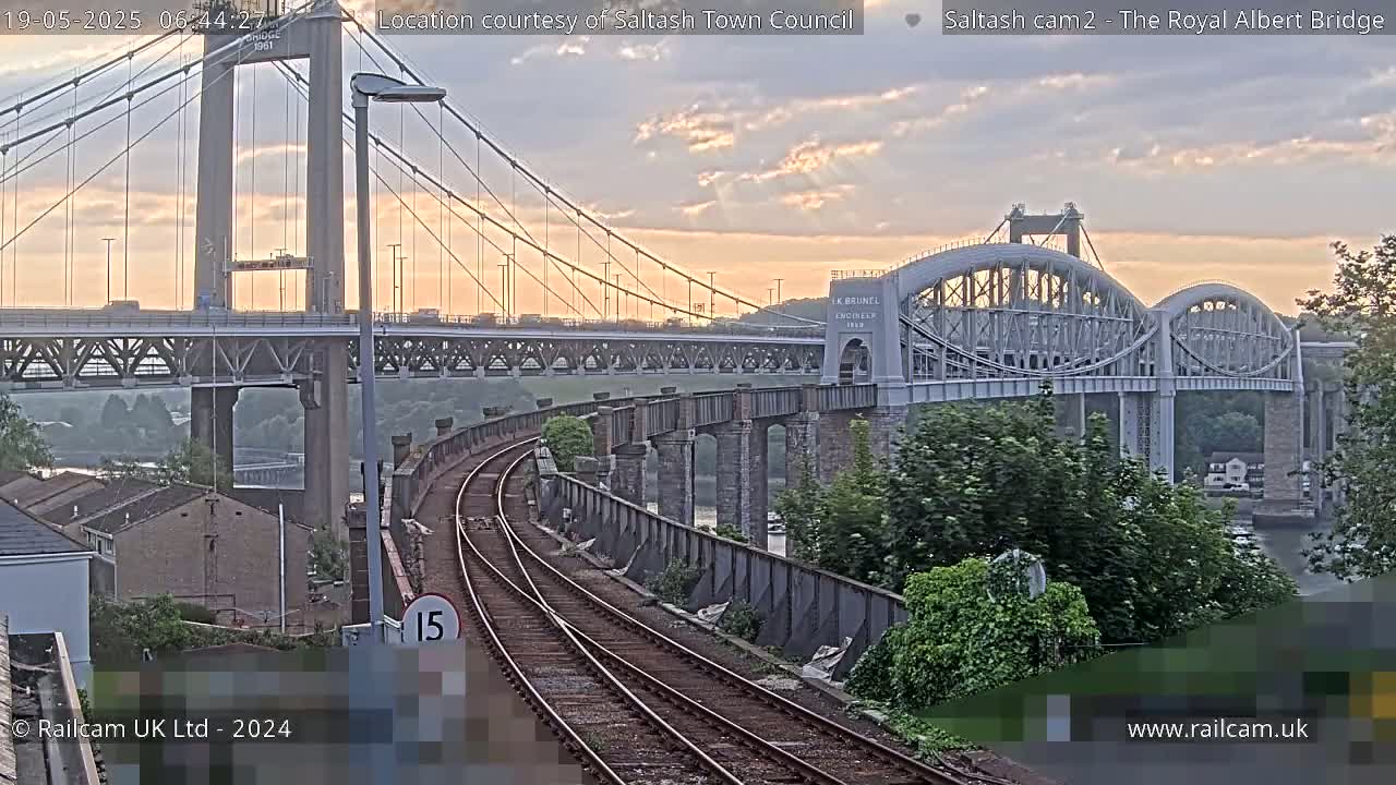 Saltash,  The Royal Albert Railway Bridge & Tamar Bridge / River Live Cam - Cornwall, South West, England, United Kingdom