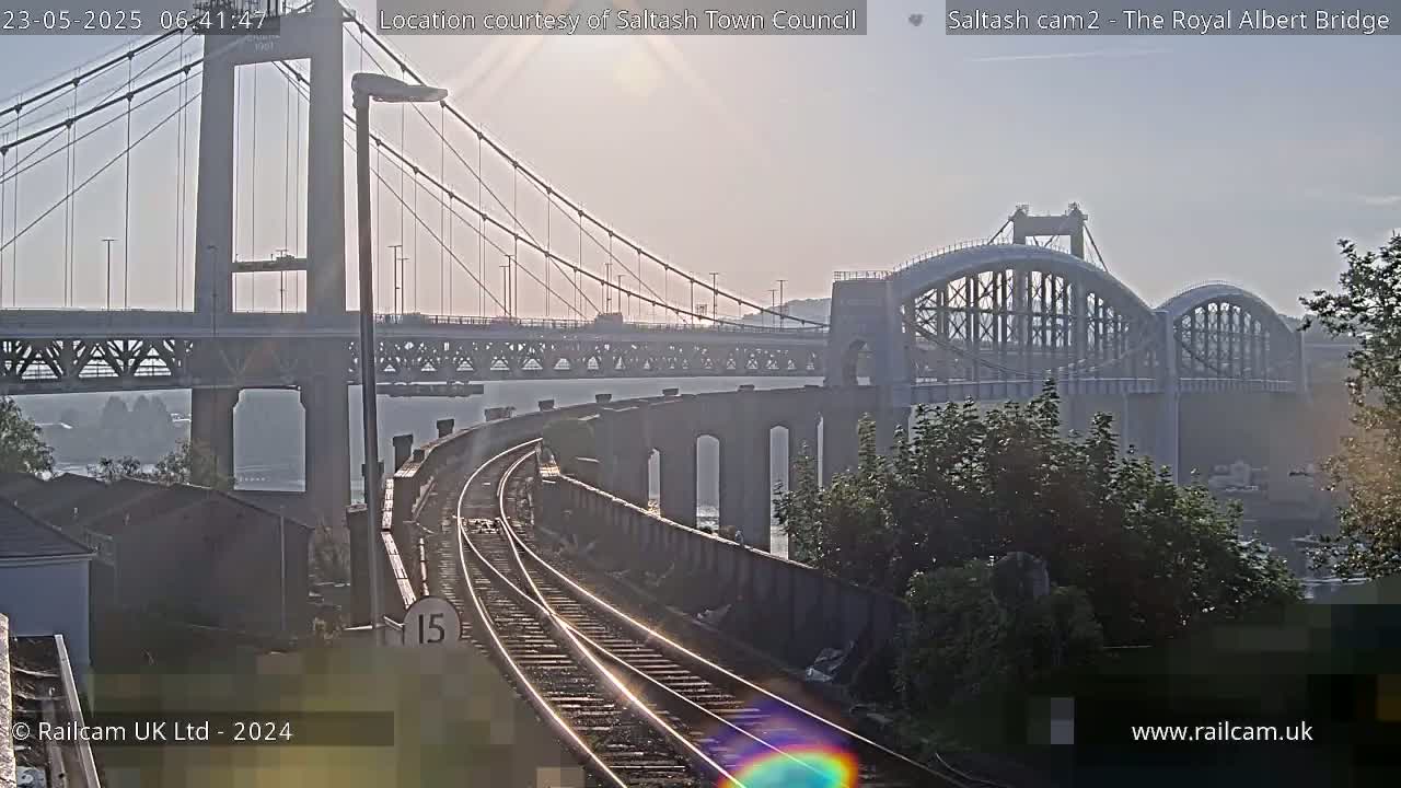 Saltash,  The Royal Albert Railway Bridge & Tamar Bridge / River Live Cam - Cornwall, South West, England, United Kingdom