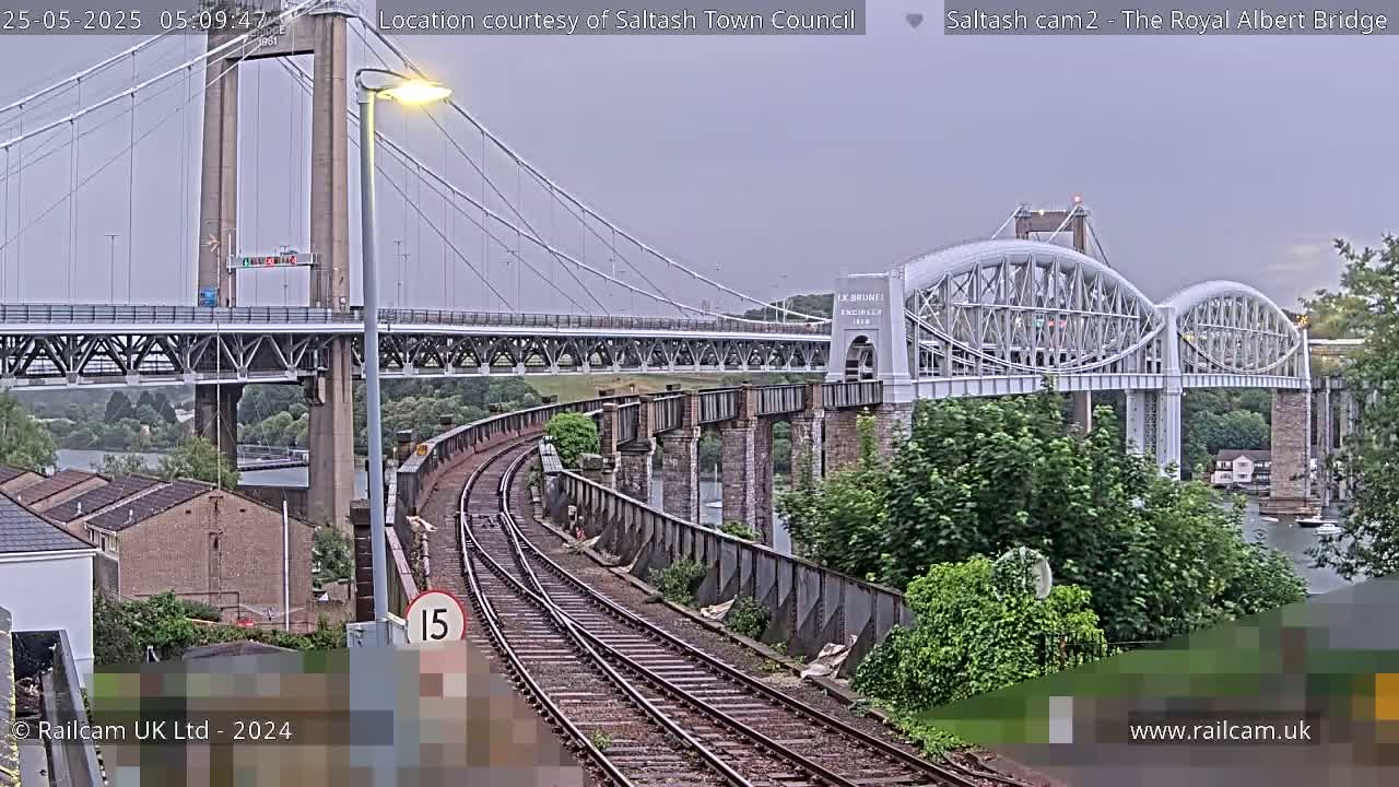 Saltash,  The Royal Albert Railway Bridge & Tamar Bridge / River Live Cam - Cornwall, South West, England, United Kingdom
