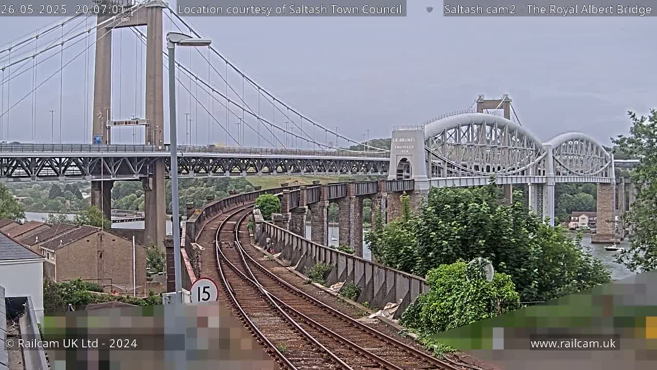 Saltash,  The Royal Albert Railway Bridge & Tamar Bridge / River Live Cam - Cornwall, South West, England, United Kingdom