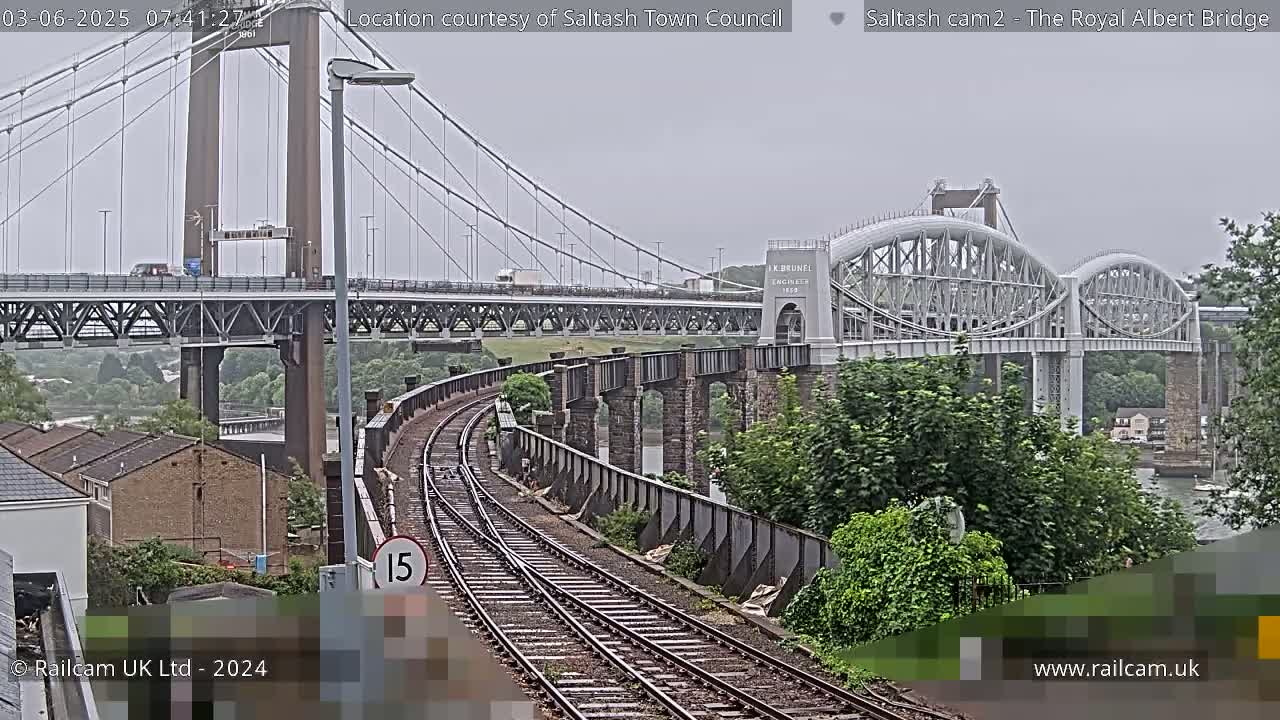 Saltash,  The Royal Albert Railway Bridge & Tamar Bridge / River Live Cam - Cornwall, South West, England, United Kingdom