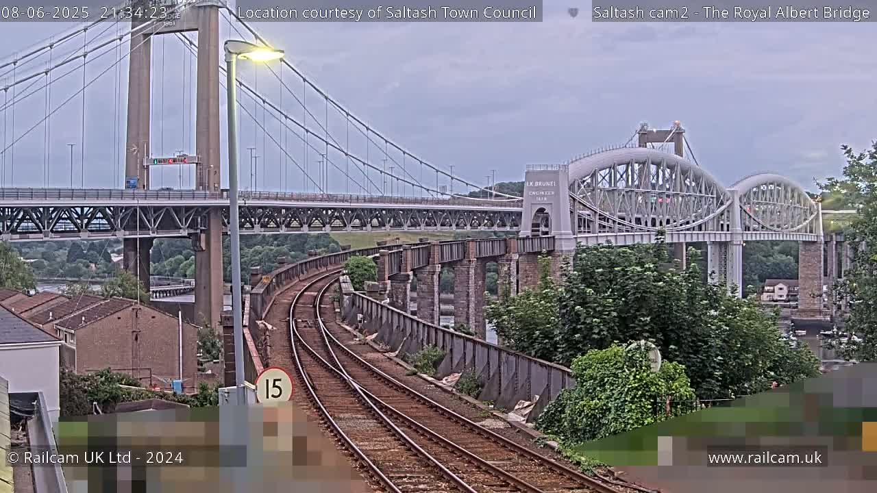 Saltash,  The Royal Albert Railway Bridge & Tamar Bridge / River Live Cam - Cornwall, South West, England, United Kingdom