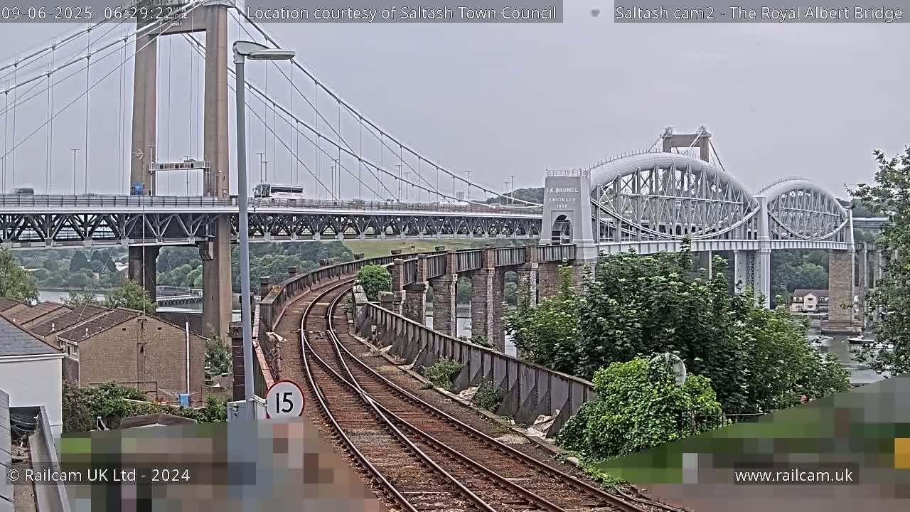 Saltash,  The Royal Albert Railway Bridge & Tamar Bridge / River Live Cam - Cornwall, South West, England, United Kingdom