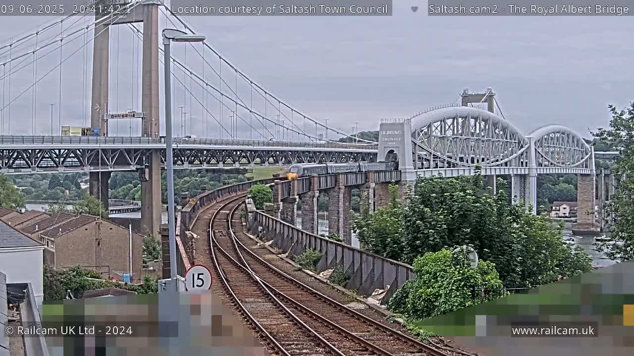 Saltash,  The Royal Albert Railway Bridge & Tamar Bridge / River Live Cam - Cornwall, South West, England, United Kingdom