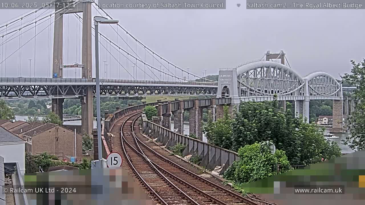 Saltash,  The Royal Albert Railway Bridge & Tamar Bridge / River Live Cam - Cornwall, South West, England, United Kingdom