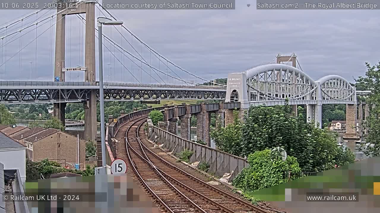 Saltash,  The Royal Albert Railway Bridge & Tamar Bridge / River Live Cam - Cornwall, South West, England, United Kingdom