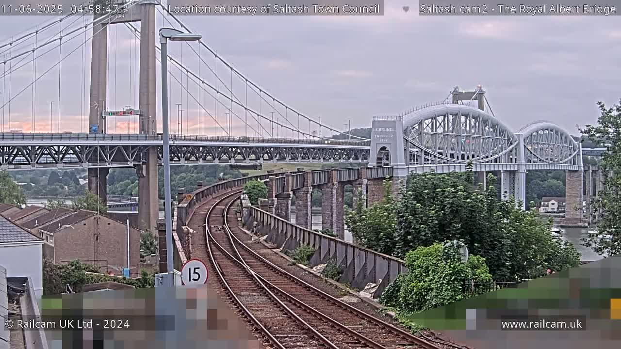 Saltash,  The Royal Albert Railway Bridge & Tamar Bridge / River Live Cam - Cornwall, South West, England, United Kingdom