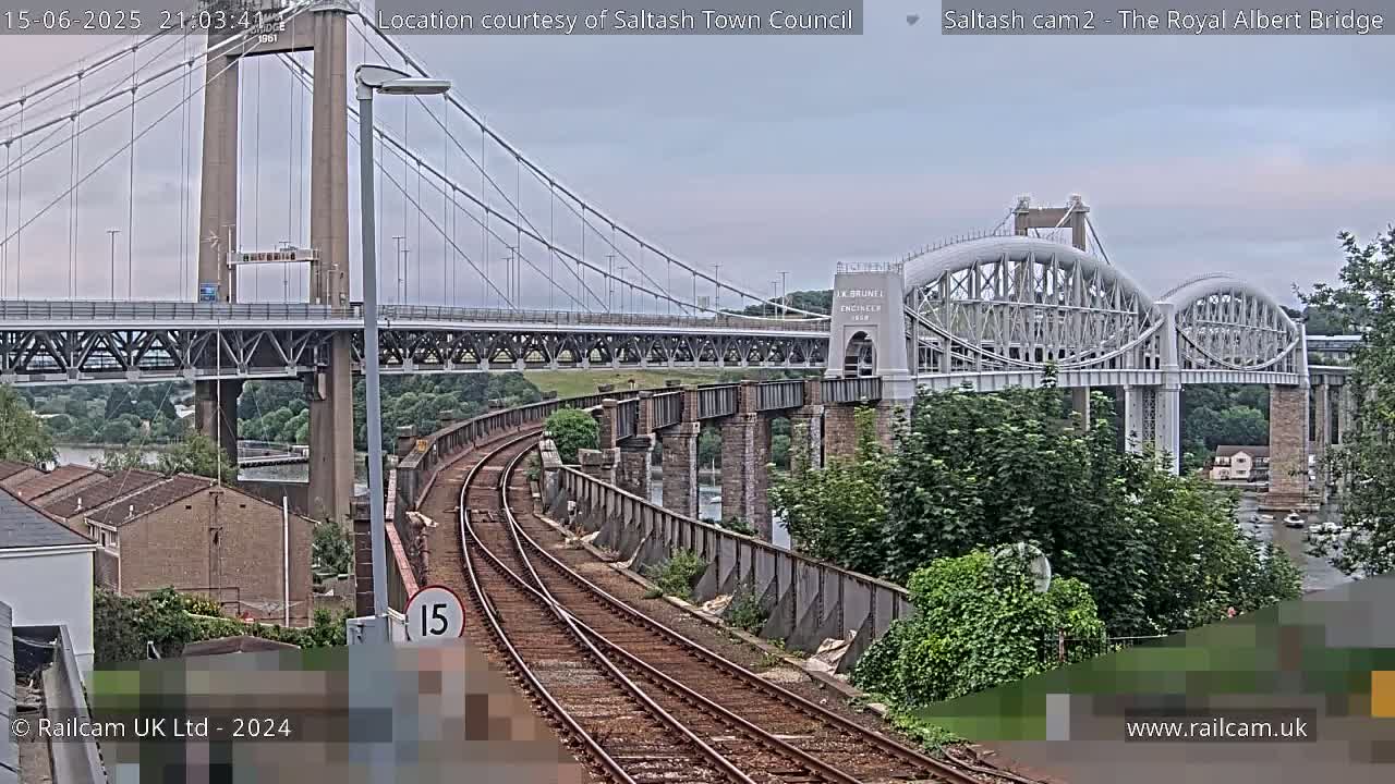 Saltash,  The Royal Albert Railway Bridge & Tamar Bridge / River Live Cam - Cornwall, South West, England, United Kingdom