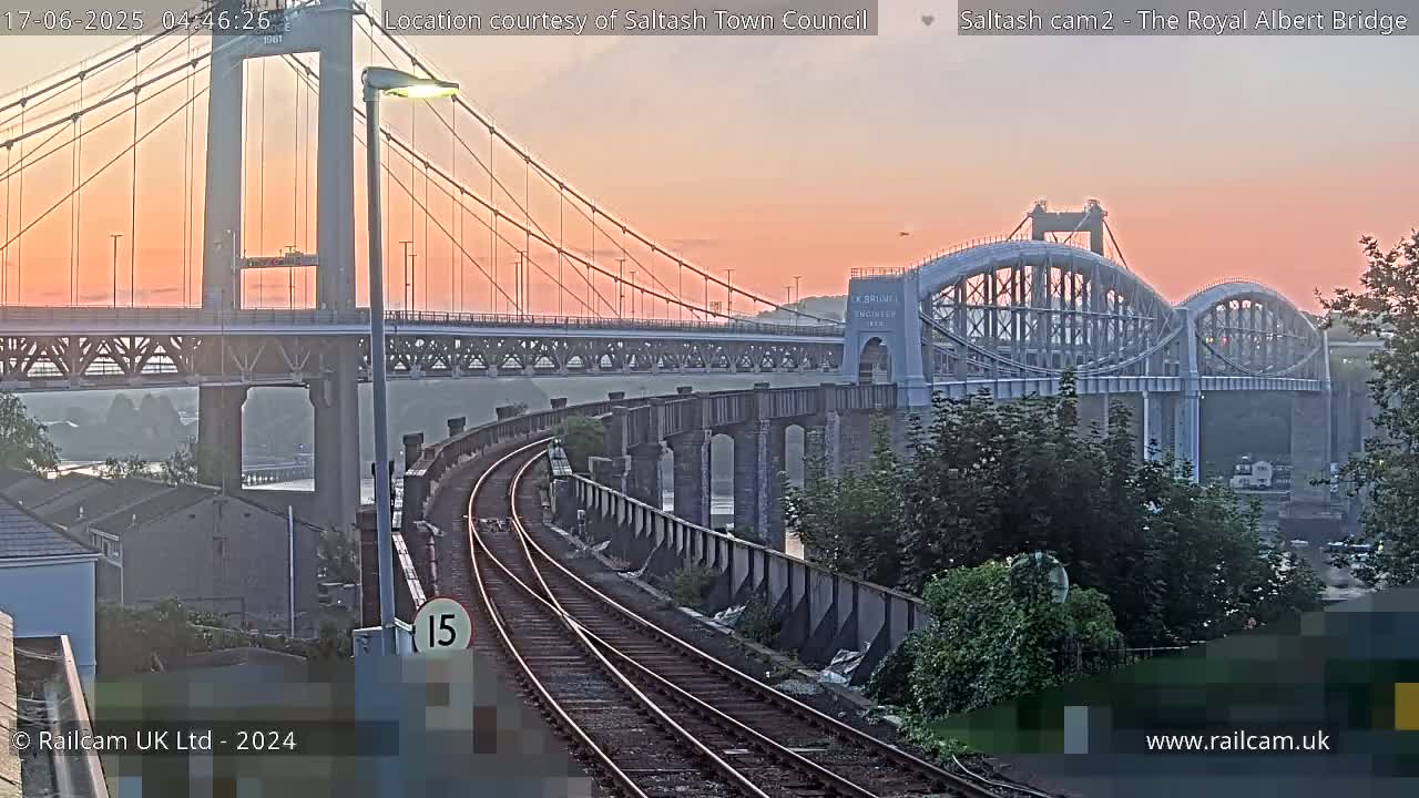 Saltash,  The Royal Albert Railway Bridge & Tamar Bridge / River Live Cam - Cornwall, South West, England, United Kingdom
