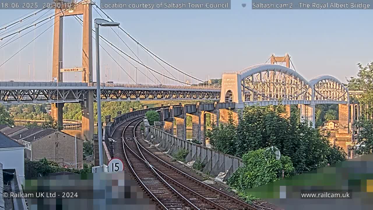 Saltash,  The Royal Albert Railway Bridge & Tamar Bridge / River Live Cam - Cornwall, South West, England, United Kingdom