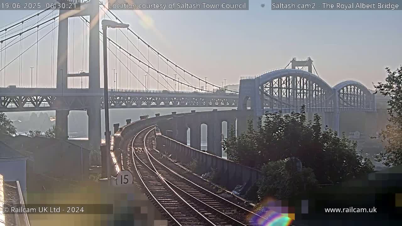 Saltash,  The Royal Albert Railway Bridge & Tamar Bridge / River Live Cam - Cornwall, South West, England, United Kingdom