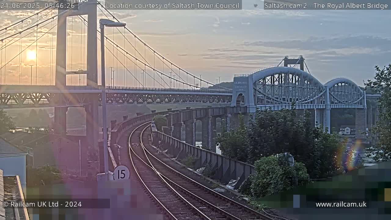 Saltash,  The Royal Albert Railway Bridge & Tamar Bridge / River Live Cam - Cornwall, South West, England, United Kingdom