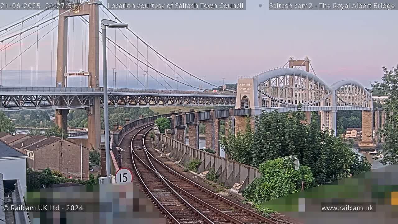 Saltash,  The Royal Albert Railway Bridge & Tamar Bridge / River Live Cam - Cornwall, South West, England, United Kingdom
