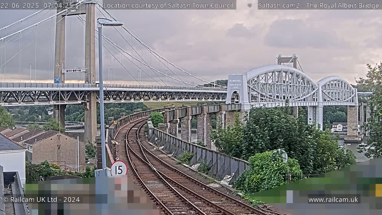 Saltash,  The Royal Albert Railway Bridge & Tamar Bridge / River Live Cam - Cornwall, South West, England, United Kingdom