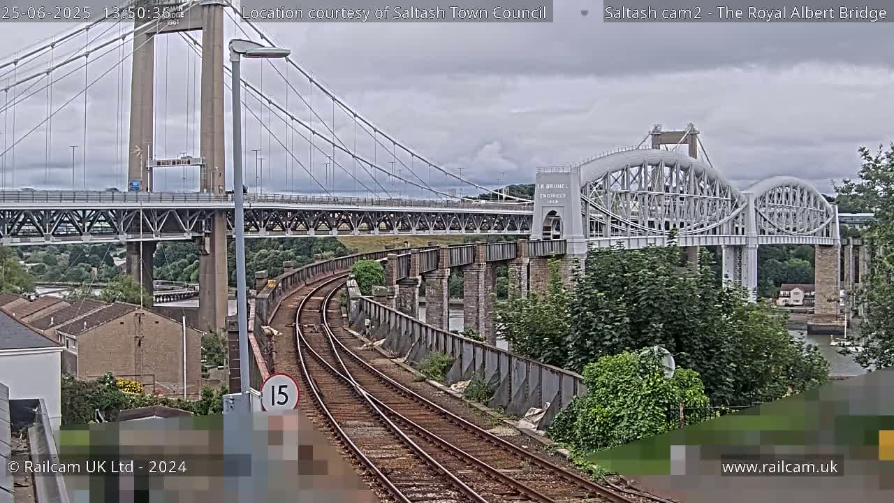 Saltash,  The Royal Albert Railway Bridge & Tamar Bridge / River Live Cam - Cornwall, South West, England, United Kingdom
