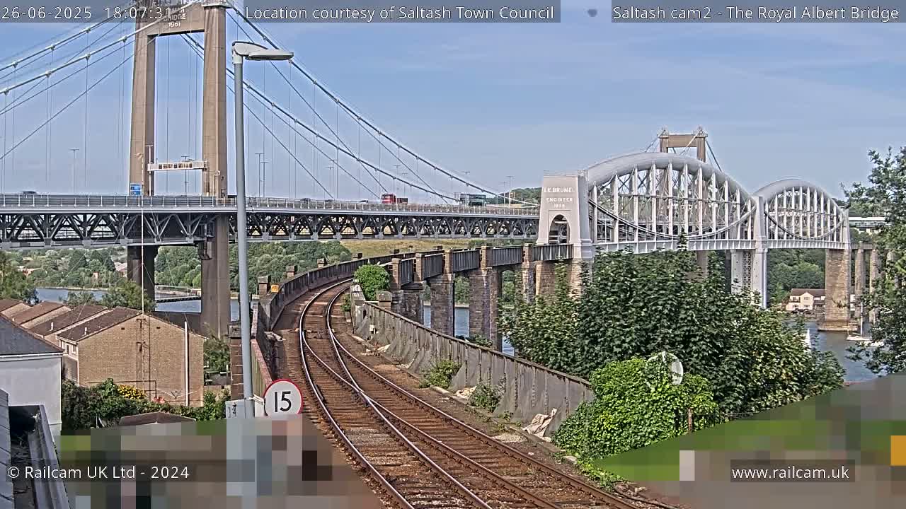 Saltash,  The Royal Albert Railway Bridge & Tamar Bridge / River Live Cam - Cornwall, South West, England, United Kingdom