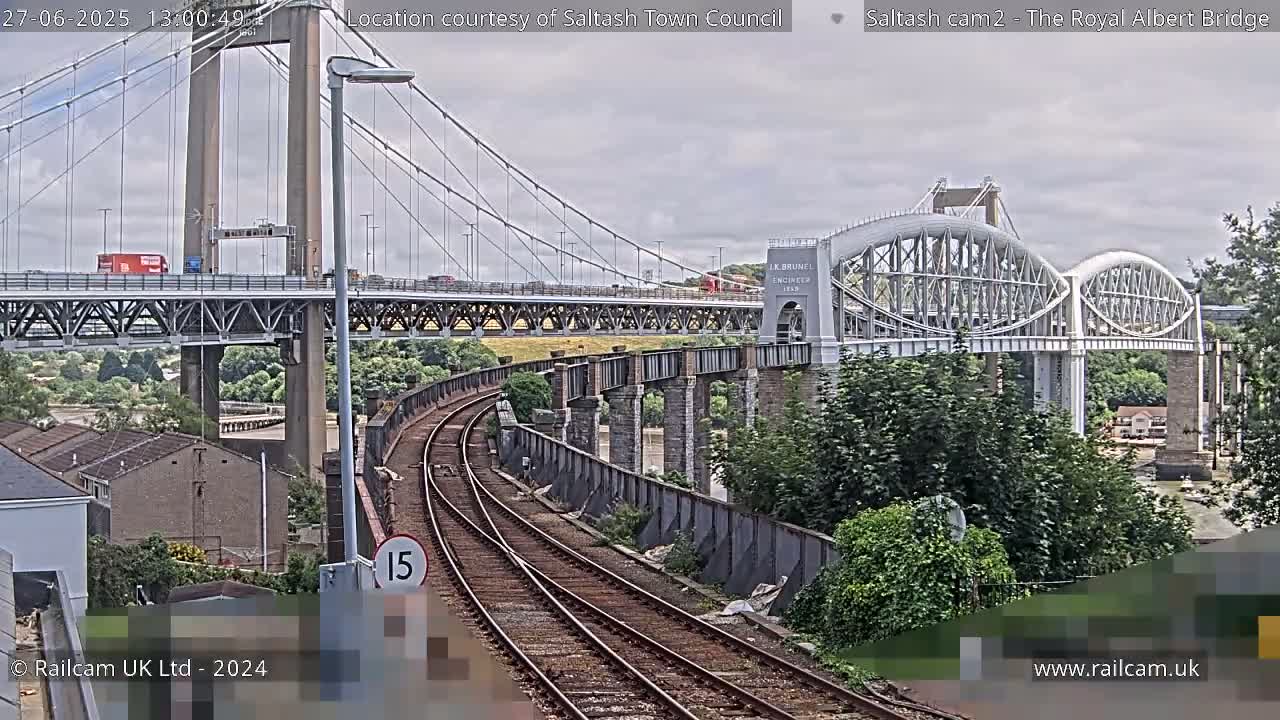 Saltash,  The Royal Albert Railway Bridge & Tamar Bridge / River Live Cam - Cornwall, South West, England, United Kingdom