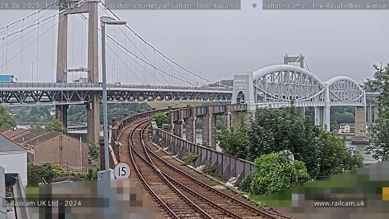 Saltash,  The Royal Albert Railway Bridge & Tamar Bridge / River Live Cam - Cornwall, South West, England, United Kingdom