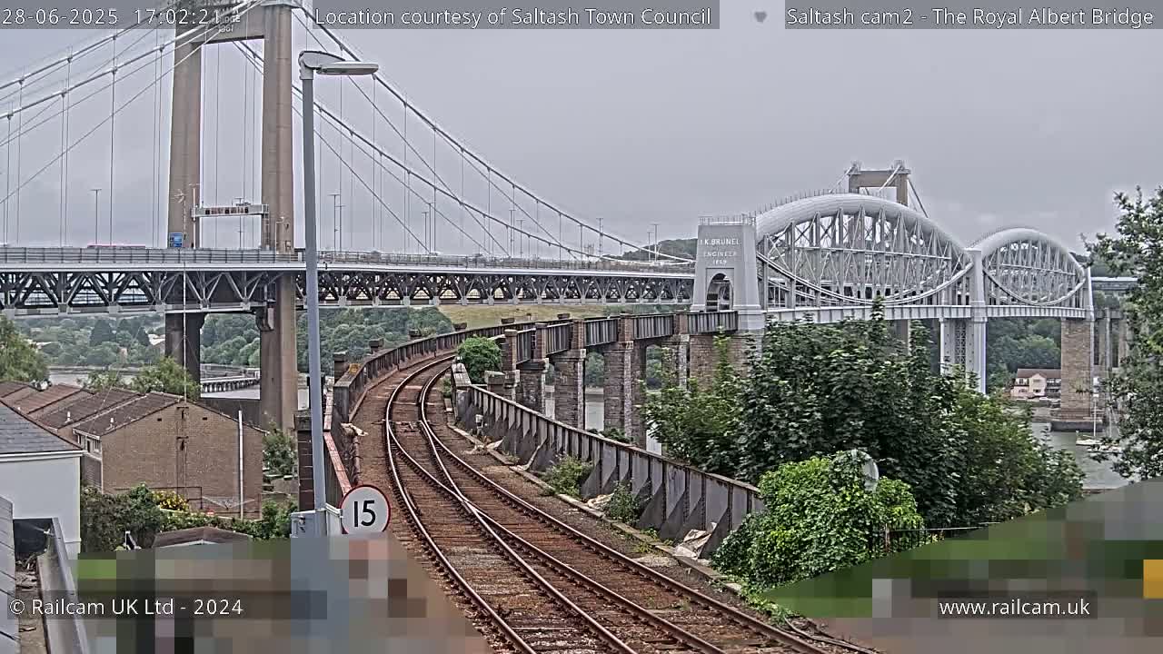 Saltash,  The Royal Albert Railway Bridge & Tamar Bridge / River Live Cam - Cornwall, South West, England, United Kingdom