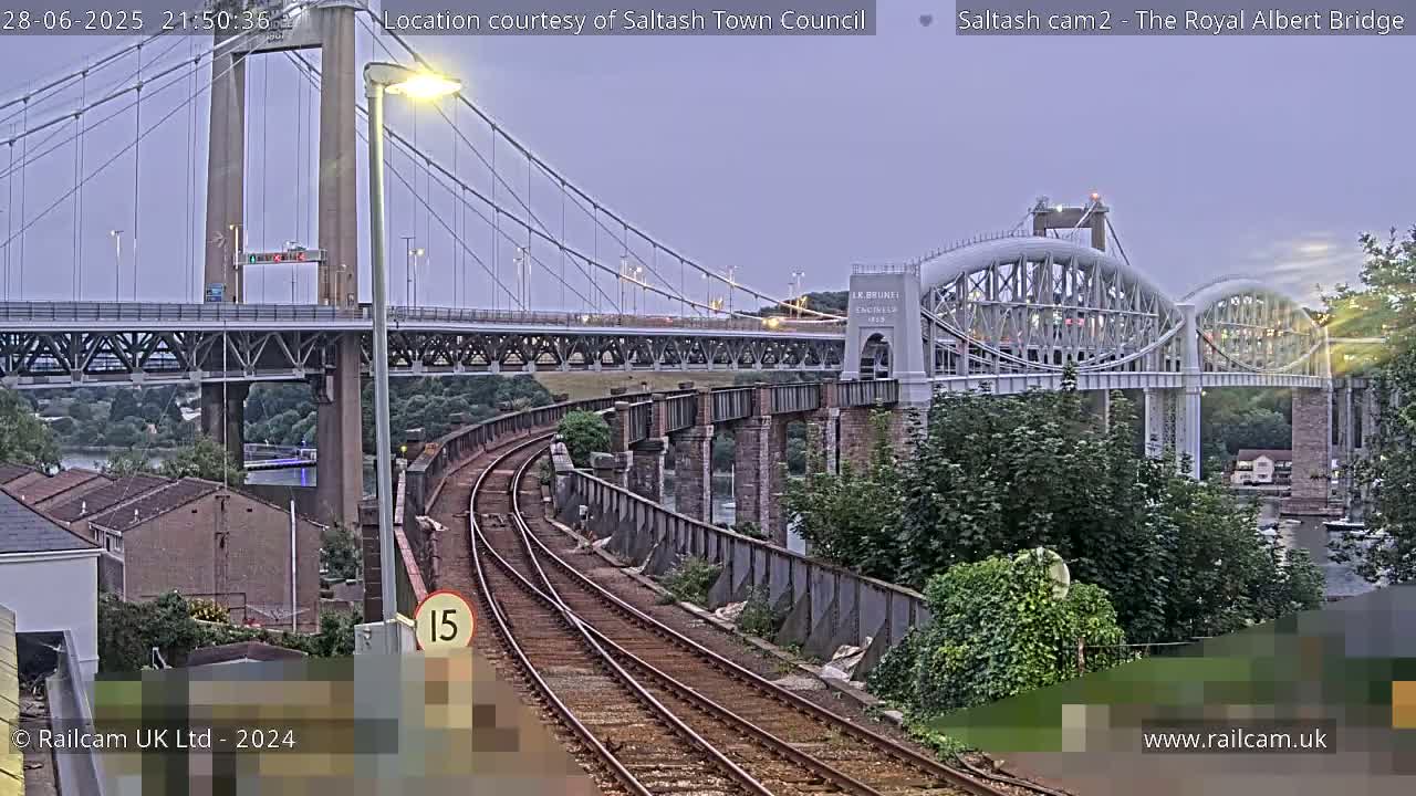 Saltash,  The Royal Albert Railway Bridge & Tamar Bridge / River Live Cam - Cornwall, South West, England, United Kingdom