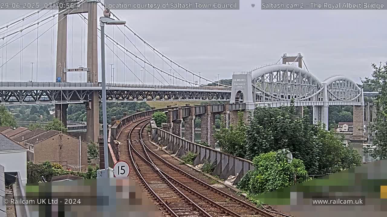 Saltash,  The Royal Albert Railway Bridge & Tamar Bridge / River Live Cam - Cornwall, South West, England, United Kingdom