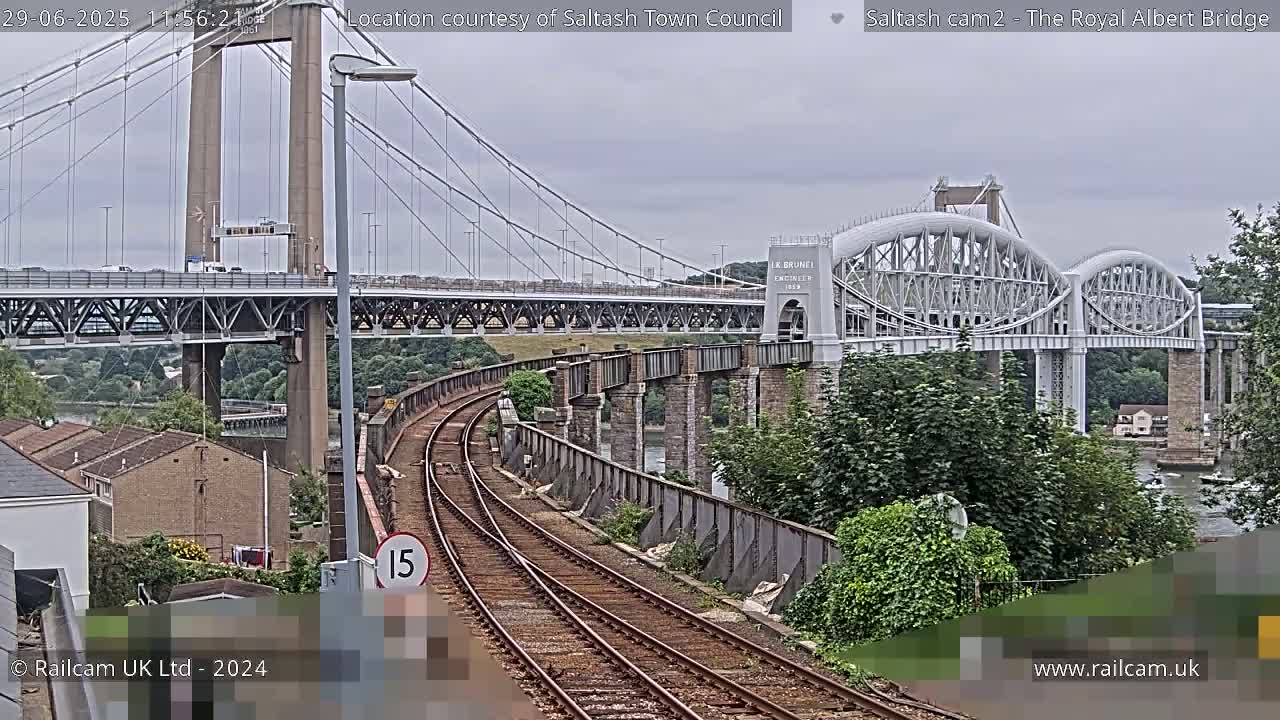 Saltash,  The Royal Albert Railway Bridge & Tamar Bridge / River Live Cam - Cornwall, South West, England, United Kingdom
