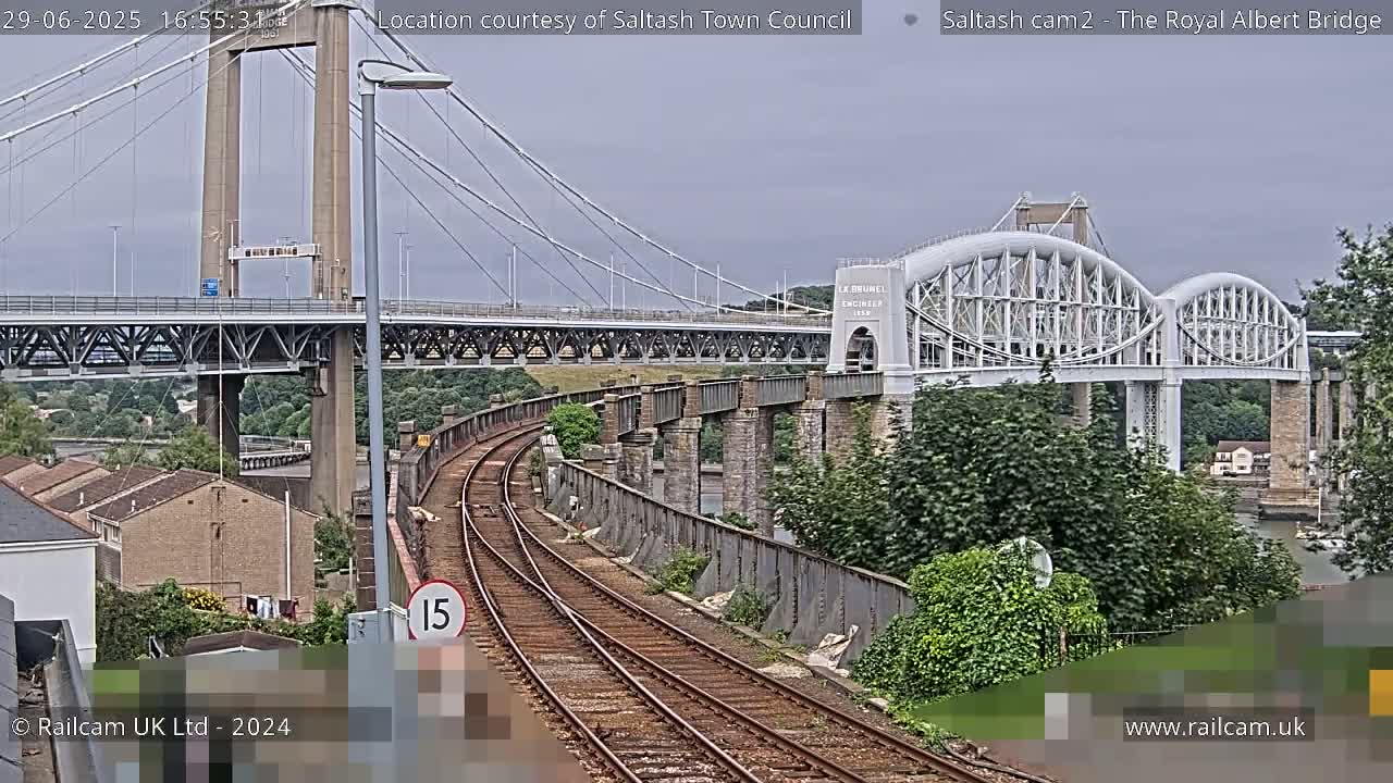 Saltash,  The Royal Albert Railway Bridge & Tamar Bridge / River Live Cam - Cornwall, South West, England, United Kingdom