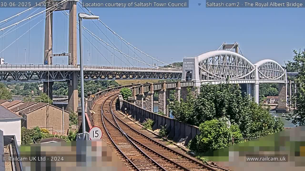 Saltash,  The Royal Albert Railway Bridge & Tamar Bridge / River Live Cam - Cornwall, South West, England, United Kingdom