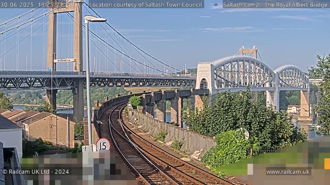 Saltash,  The Royal Albert Railway Bridge & Tamar Bridge / River Live Cam - Cornwall, South West, England, United Kingdom