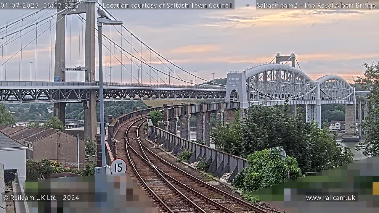Saltash,  The Royal Albert Railway Bridge & Tamar Bridge / River Live Cam - Cornwall, South West, England, United Kingdom