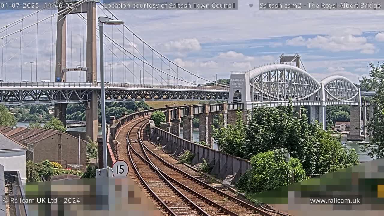 Saltash,  The Royal Albert Railway Bridge & Tamar Bridge / River Live Cam - Cornwall, South West, England, United Kingdom