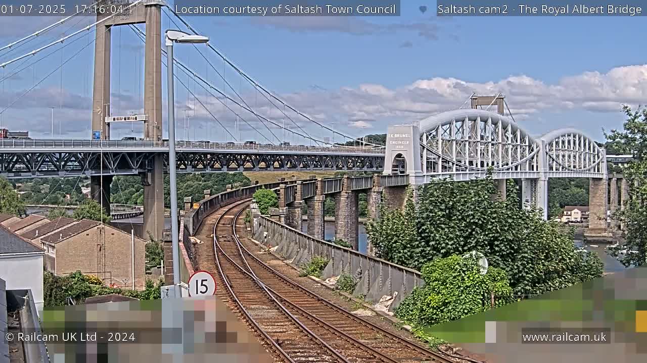 Saltash,  The Royal Albert Railway Bridge & Tamar Bridge / River Live Cam - Cornwall, South West, England, United Kingdom
