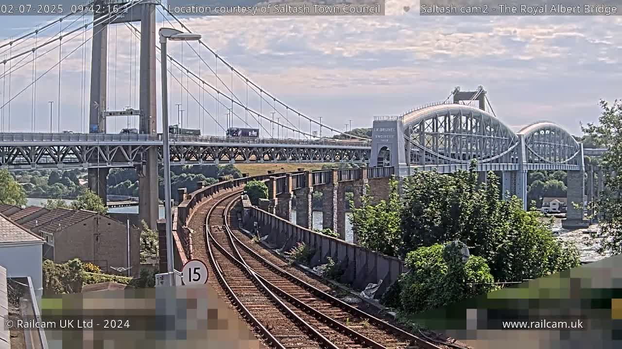 Saltash,  The Royal Albert Railway Bridge & Tamar Bridge / River Live Cam - Cornwall, South West, England, United Kingdom