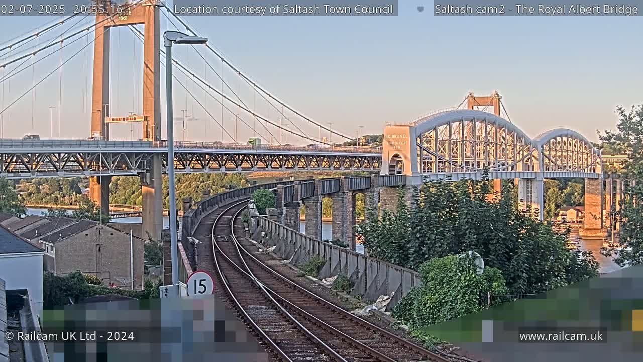 Saltash,  The Royal Albert Railway Bridge & Tamar Bridge / River Live Cam - Cornwall, South West, England, United Kingdom