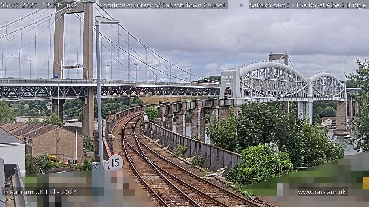 Saltash,  The Royal Albert Railway Bridge & Tamar Bridge / River Live Cam - Cornwall, South West, England, United Kingdom