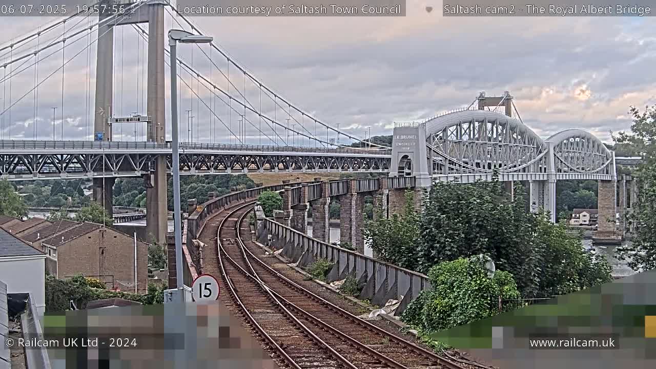 Saltash,  The Royal Albert Railway Bridge & Tamar Bridge / River Live Cam - Cornwall, South West, England, United Kingdom