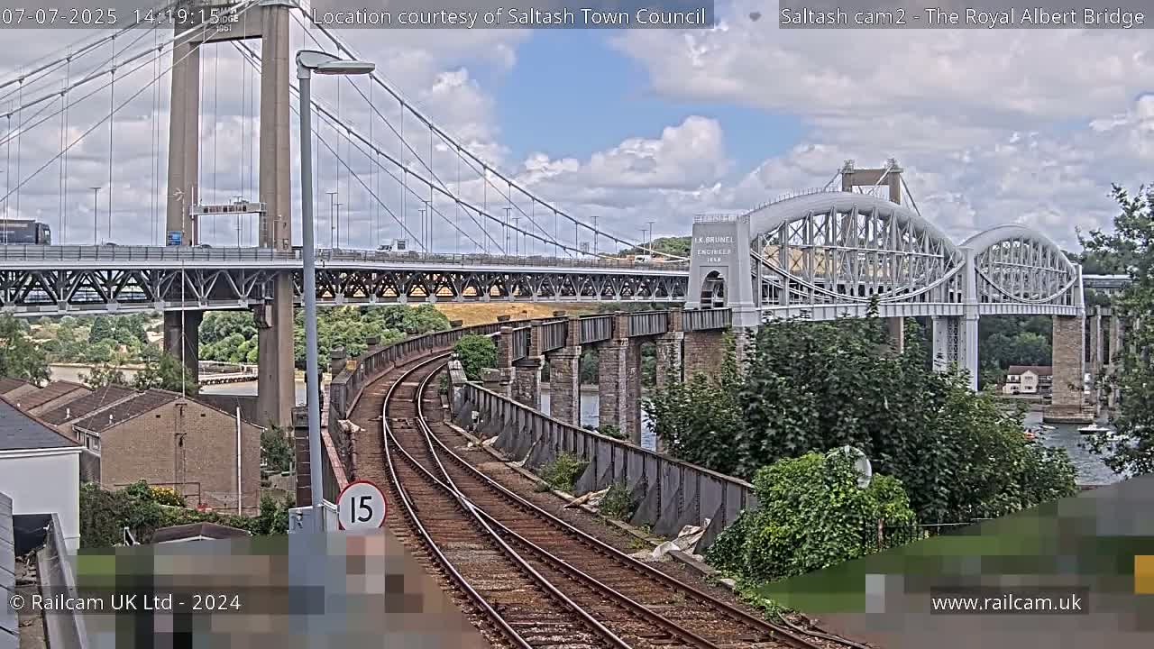 Saltash,  The Royal Albert Railway Bridge & Tamar Bridge / River Live Cam - Cornwall, South West, England, United Kingdom