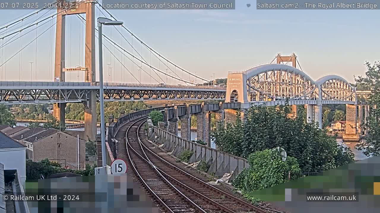 Saltash,  The Royal Albert Railway Bridge & Tamar Bridge / River Live Cam - Cornwall, South West, England, United Kingdom