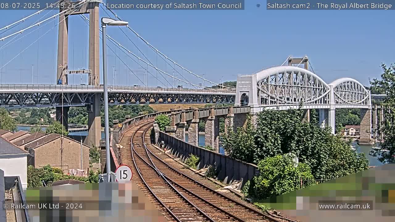 Saltash,  The Royal Albert Railway Bridge & Tamar Bridge / River Live Cam - Cornwall, South West, England, United Kingdom