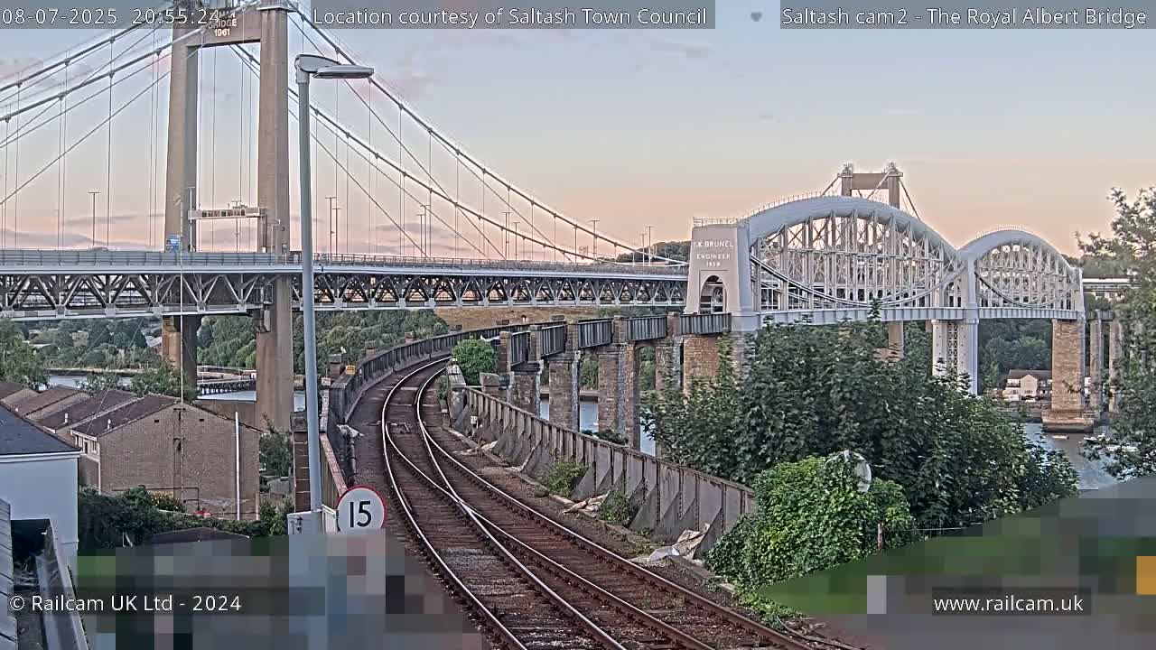 Saltash,  The Royal Albert Railway Bridge & Tamar Bridge / River Live Cam - Cornwall, South West, England, United Kingdom